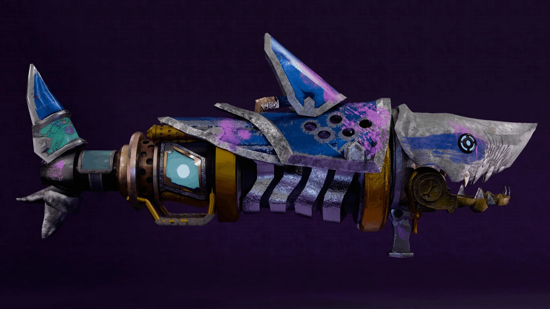 Side view of the shark launcher