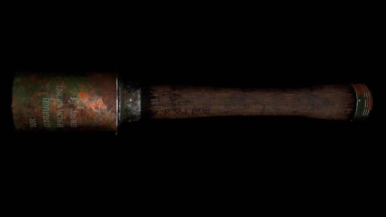 Stielhandgranate 24 — High-Poly WWII Prop — final render